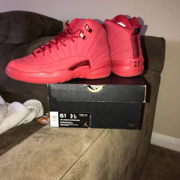 all red jordan 12 kids